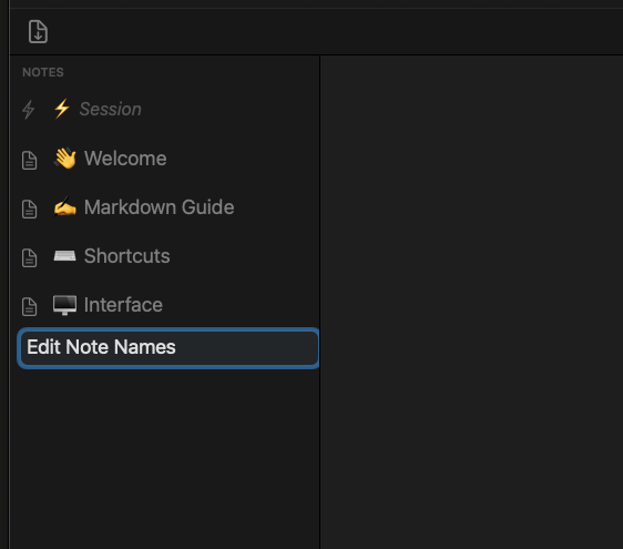 Session context in notes